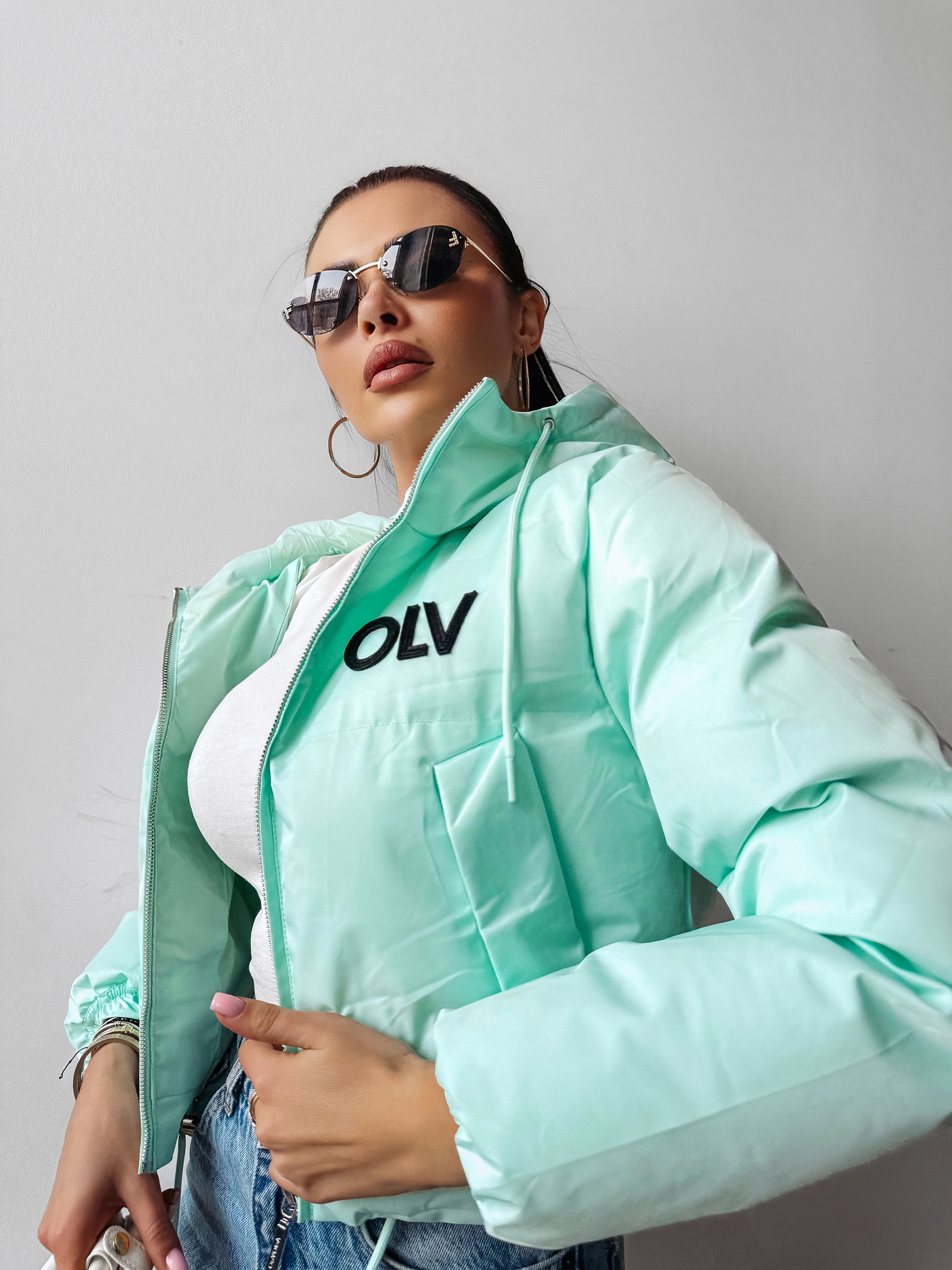 Kurtka damska z kapturem FOXY OLAVOGA miętowa