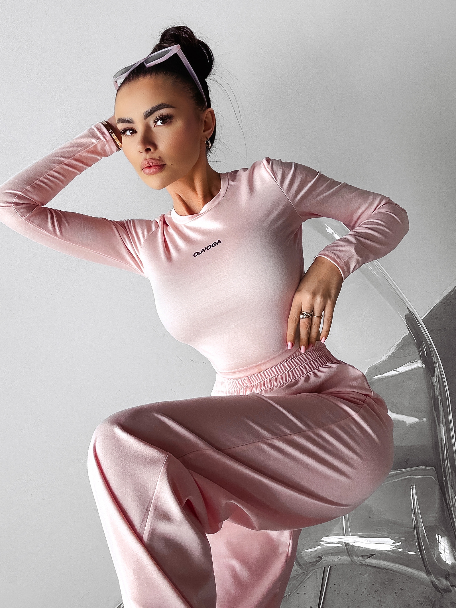 Komplet elastyczny CANARY OLAVOGA pudrowy róż