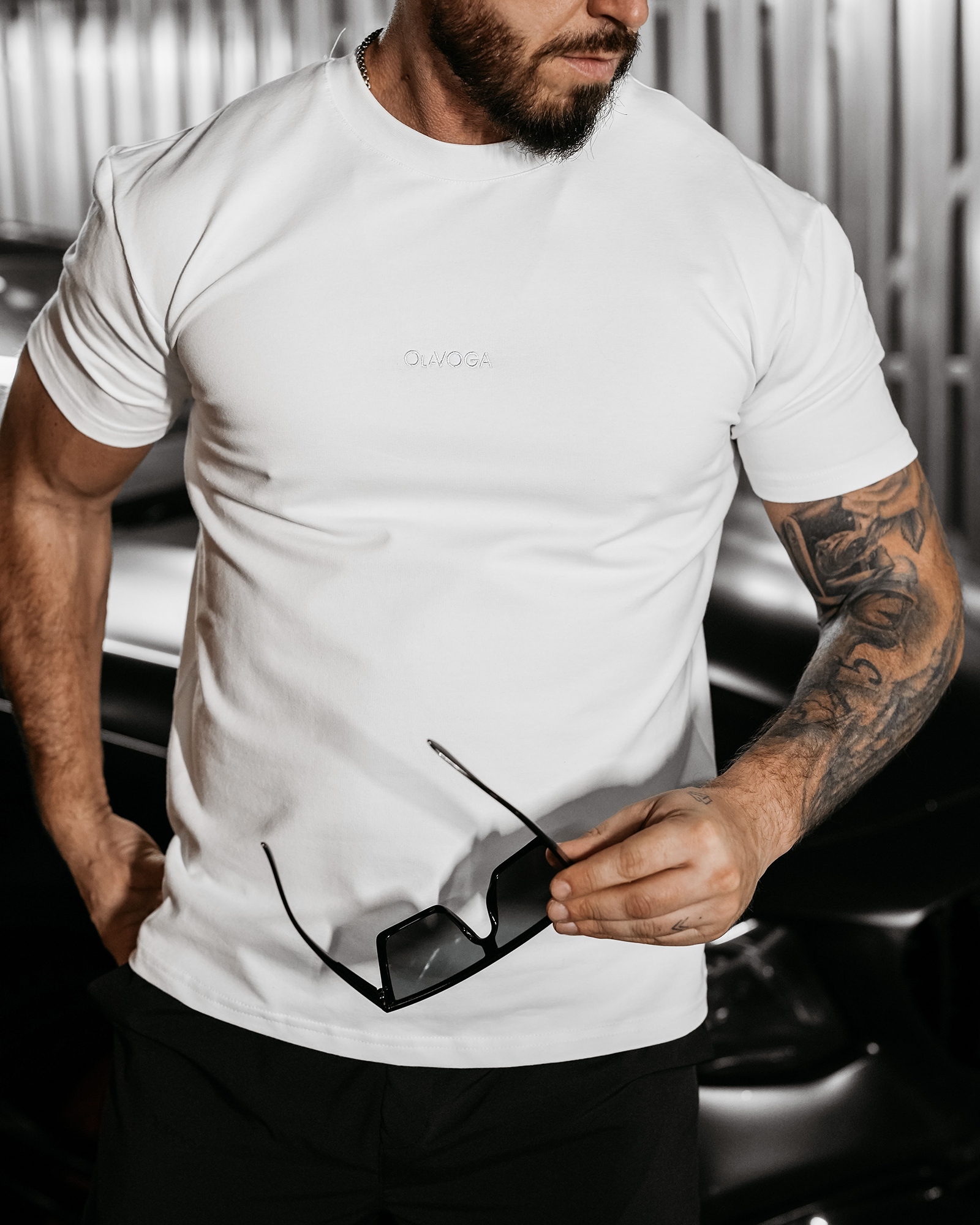 T-shirt męski klasyczny BERGO OLAVOGA ecru T-shirt męski klasyczny BERGO OLAVOGA ecru