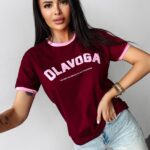 T-shirt bawełniany LEMON OLAVOGA bordowy