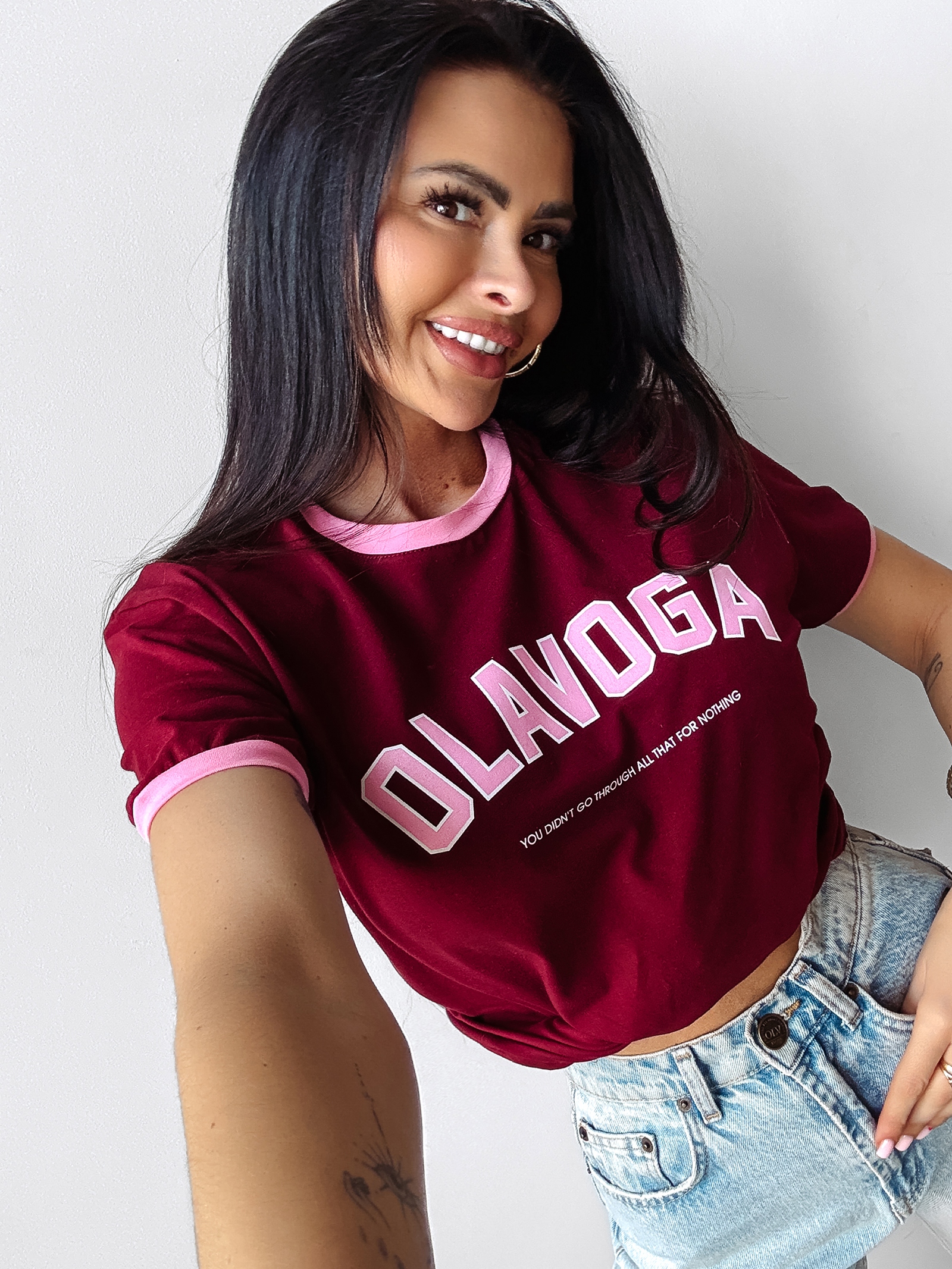 T-shirt bawełniany LEMON OLAVOGA bordowy