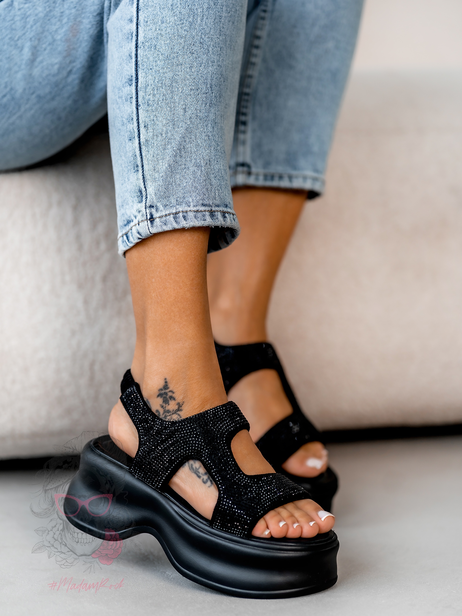 Sandały na platformie Madam Lepes czarne Sandały na platformie Madam Lepes czarne