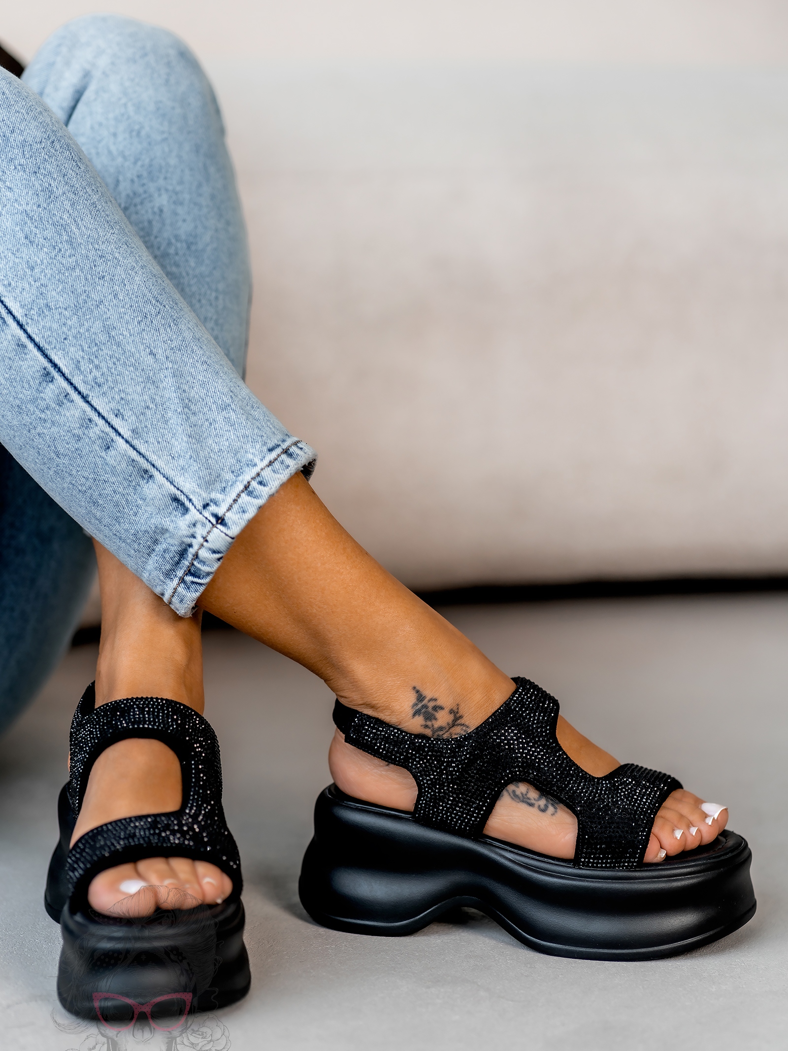 Sandały na platformie Madam Lepes czarne Sandały na platformie Madam Lepes czarne