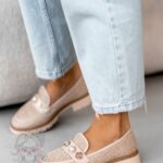 Mokasyny zamszowe Madam Fikte plecione beżowe