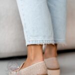 Mokasyny zamszowe Madam Fikte plecione beżowe