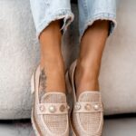 Mokasyny zamszowe Madam Fikte plecione beżowe