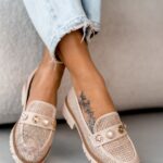 Mokasyny zamszowe Madam Fikte plecione beżowe