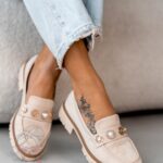 Mokasyny zamszowe Madam Fikte beżowe