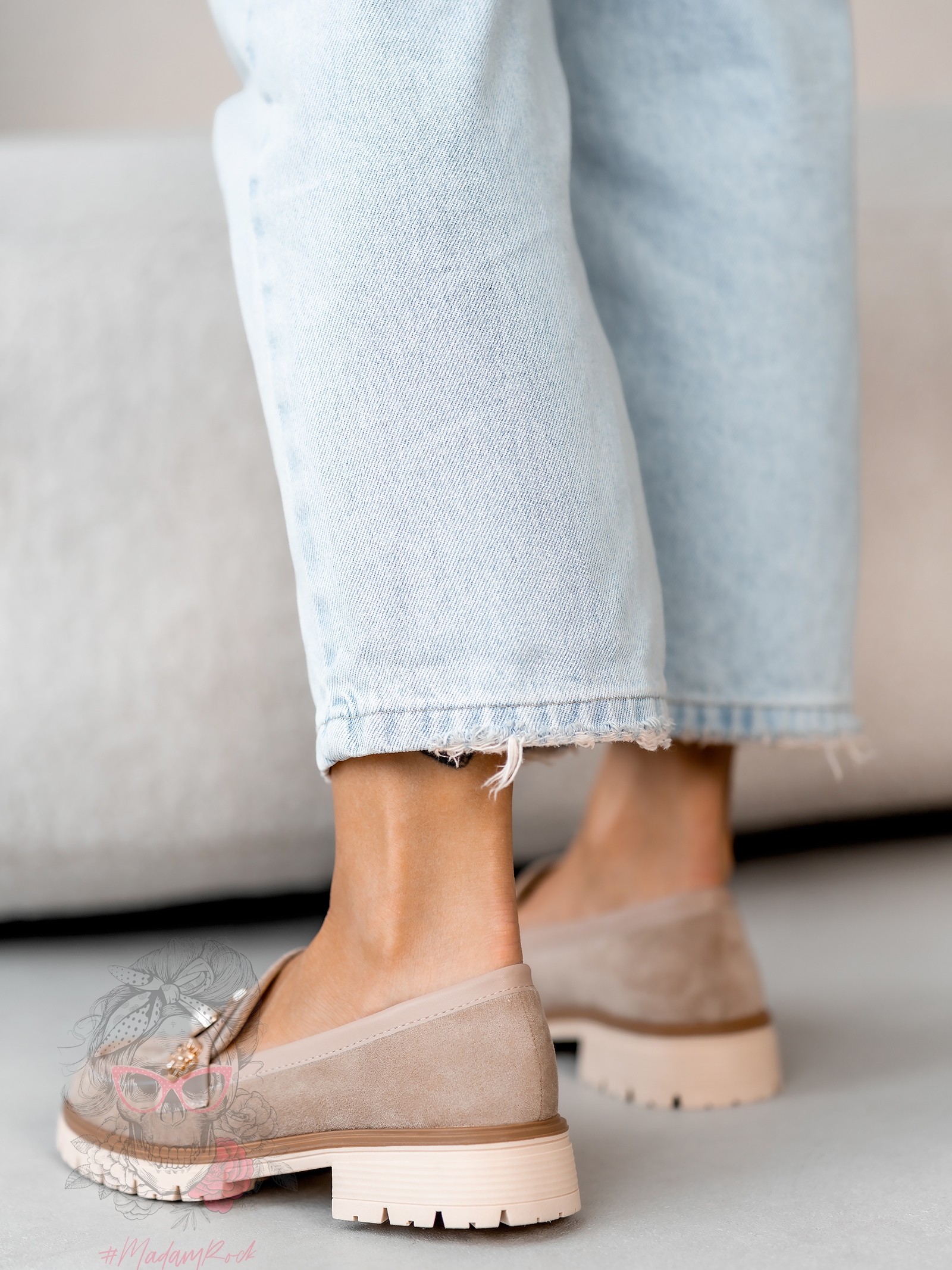 Mokasyny zamszowe Madam Fikte cappucino Mokasyny zamszowe Madam Fikte cappucino