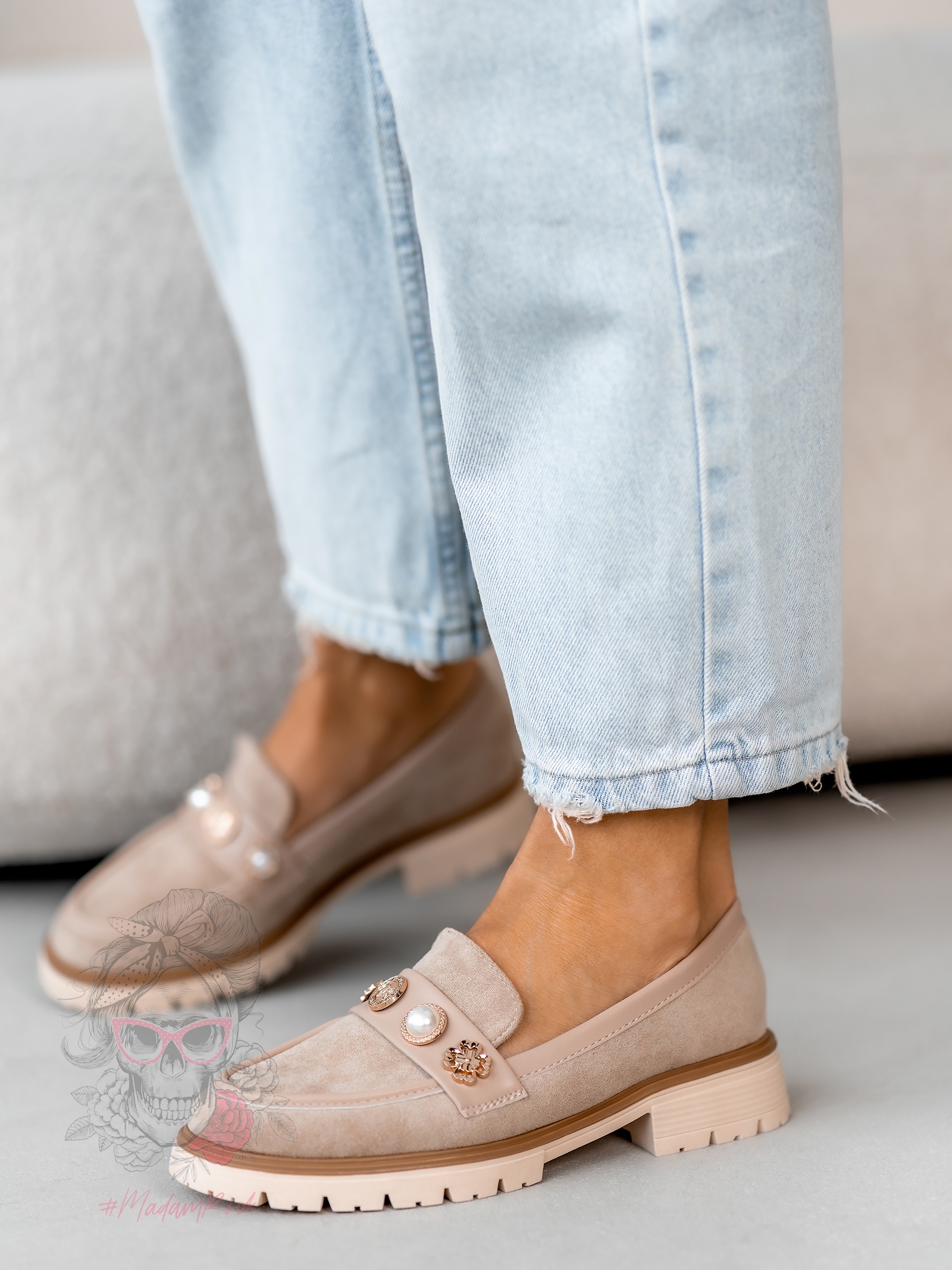 Mokasyny zamszowe Madam Fikte cappucino Mokasyny zamszowe Madam Fikte cappucino