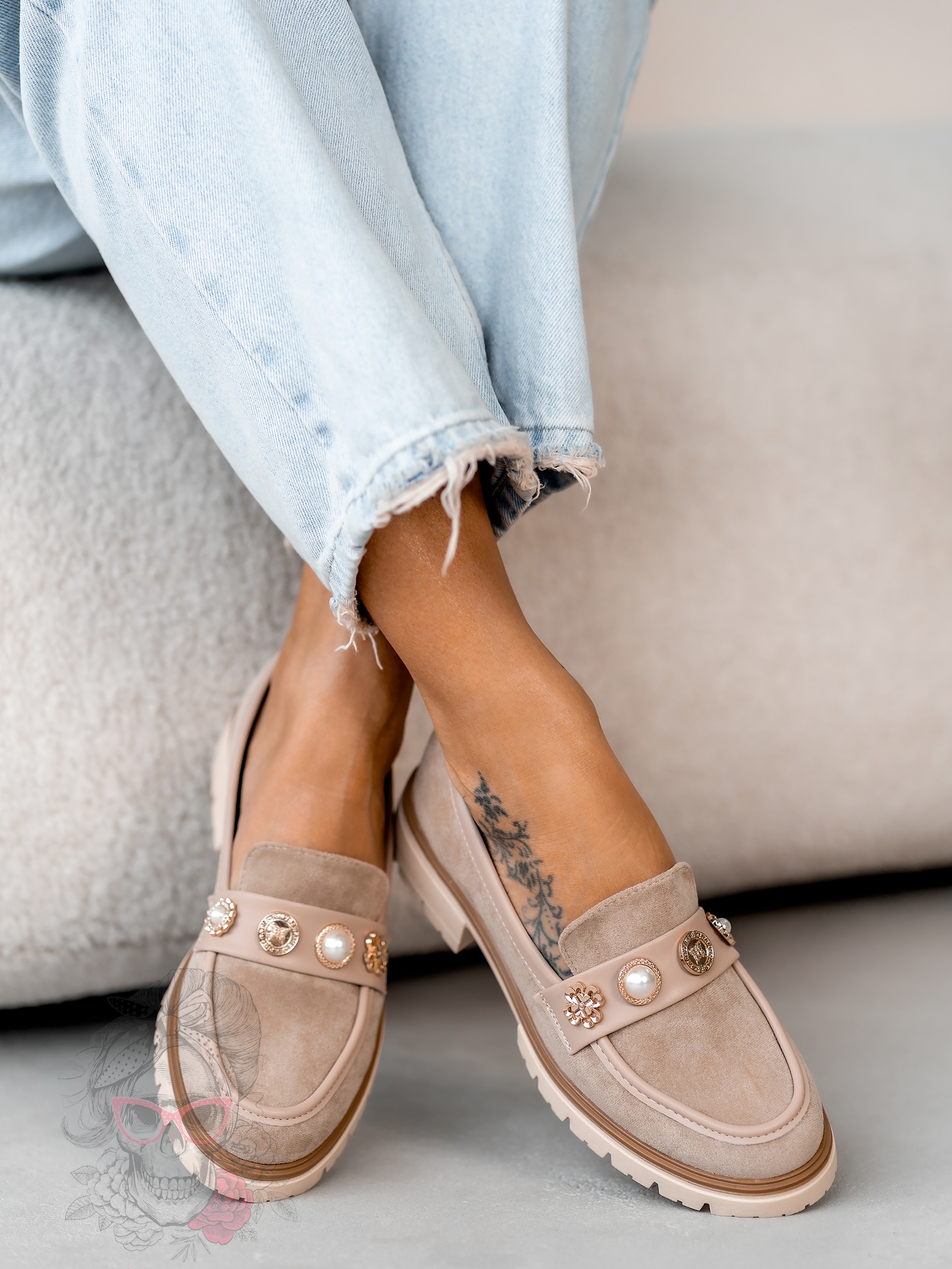 Mokasyny zamszowe Madam Fikte cappucino Mokasyny zamszowe Madam Fikte cappucino