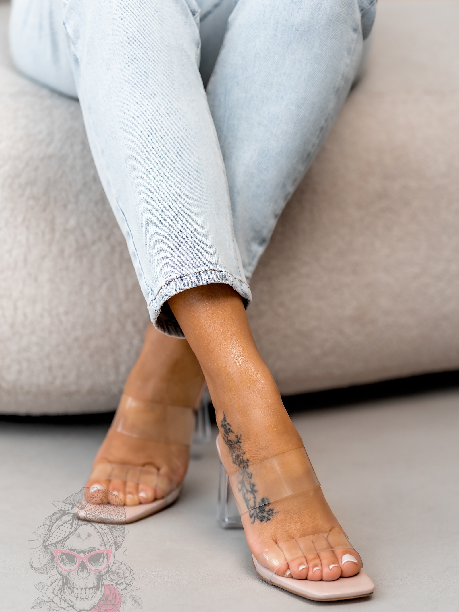 Klapki transparentne Madam Messii nude