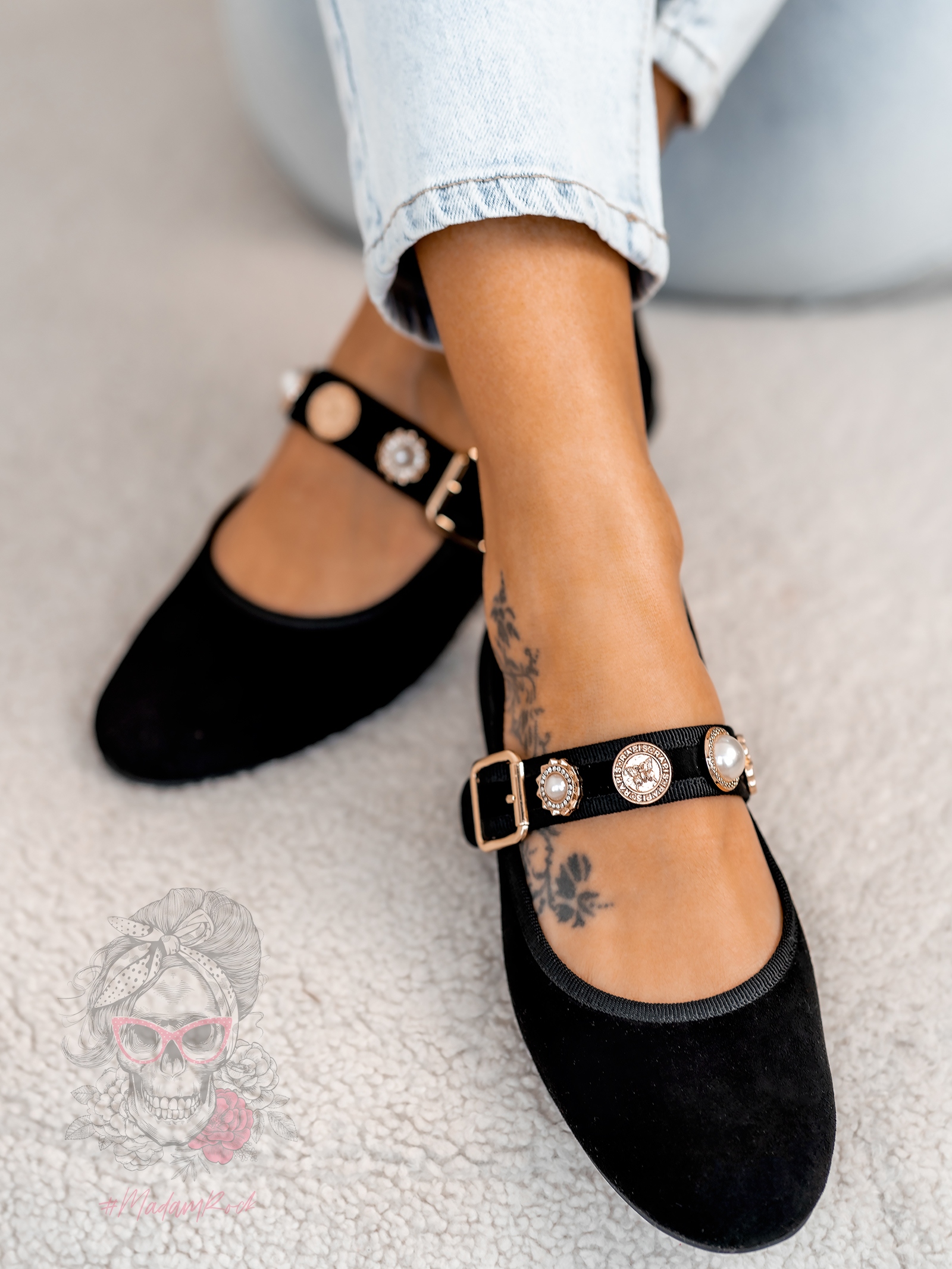 Balerinki zamszowe Madam Opers czarne