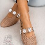 Balerinki z kamieniami Madam Boretto karmelowe