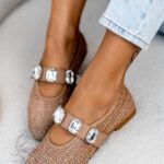 Balerinki z kamieniami Madam Boretto karmelowe