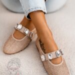 Balerinki z kamieniami Madam Boretto beżowe