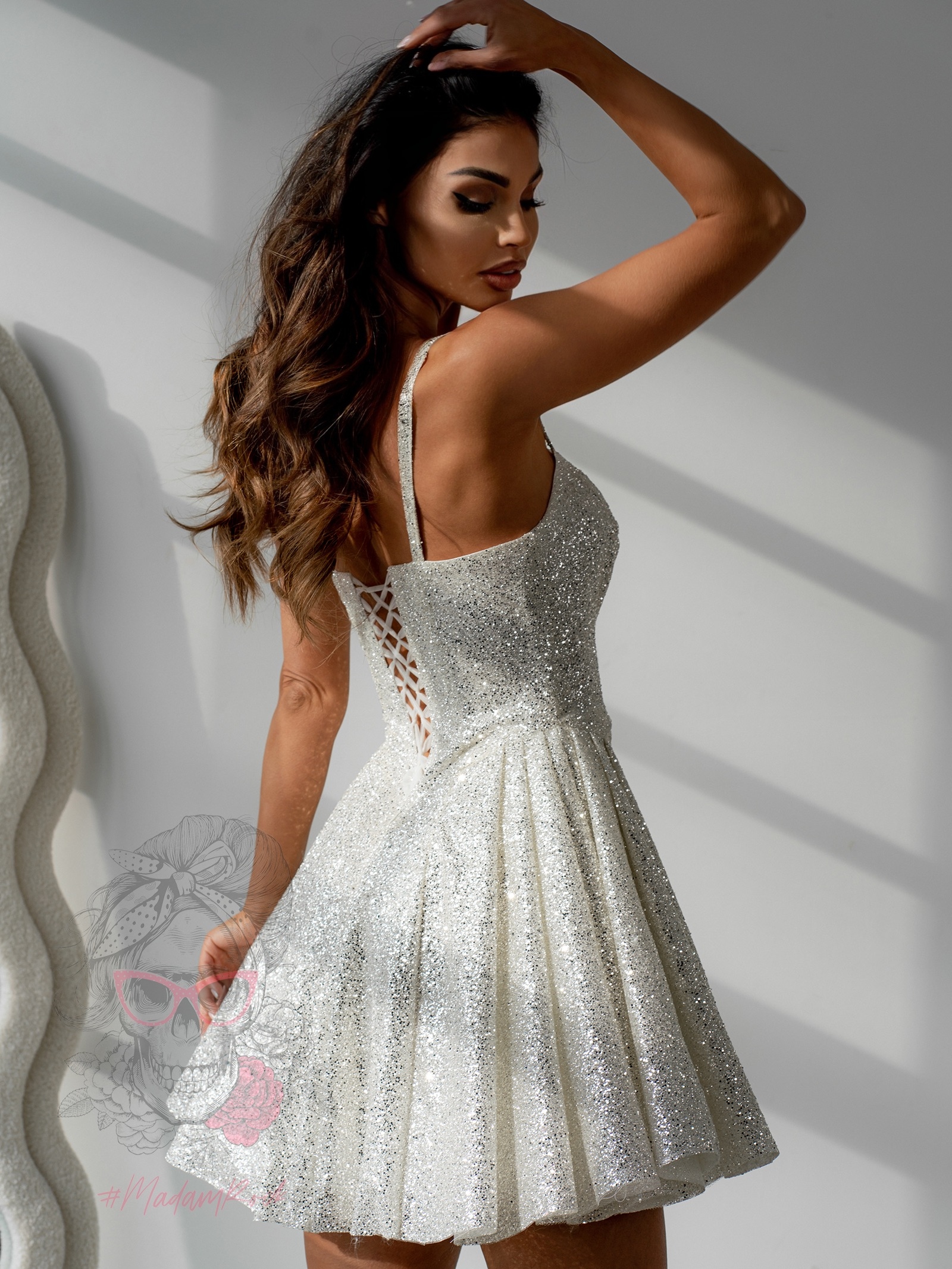 Sukienka błyszcząca NB Olipma srebrna