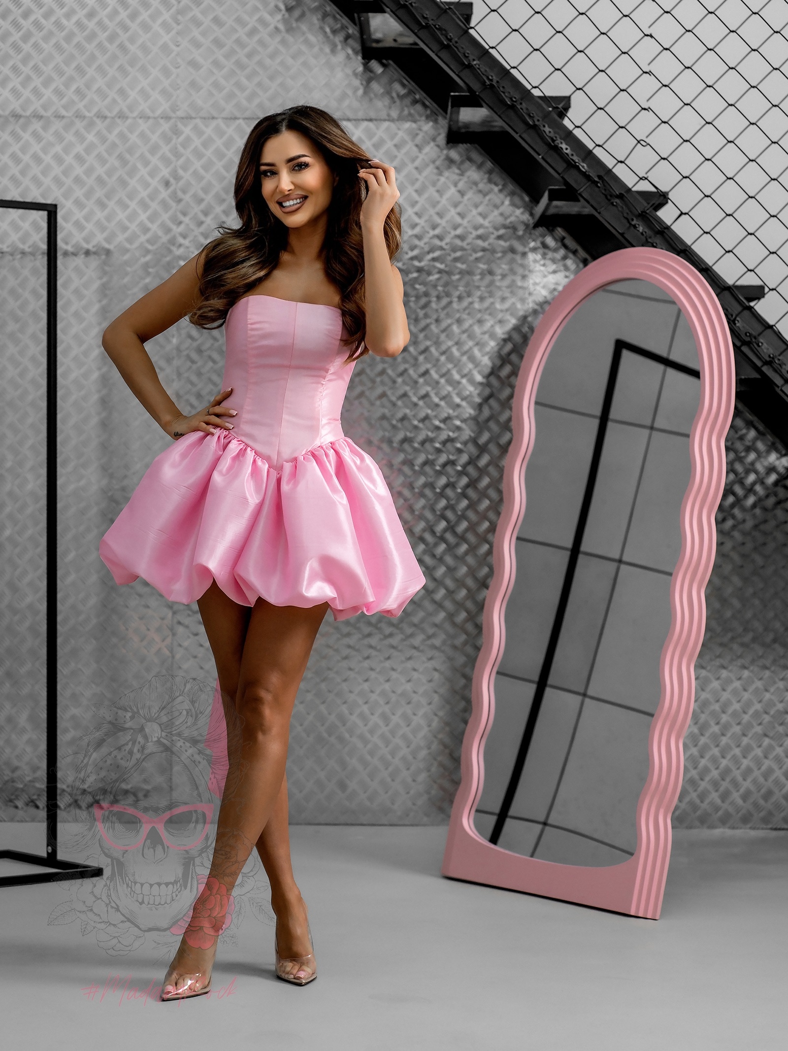 Sukienka z tafty NB Cindyrella różowa