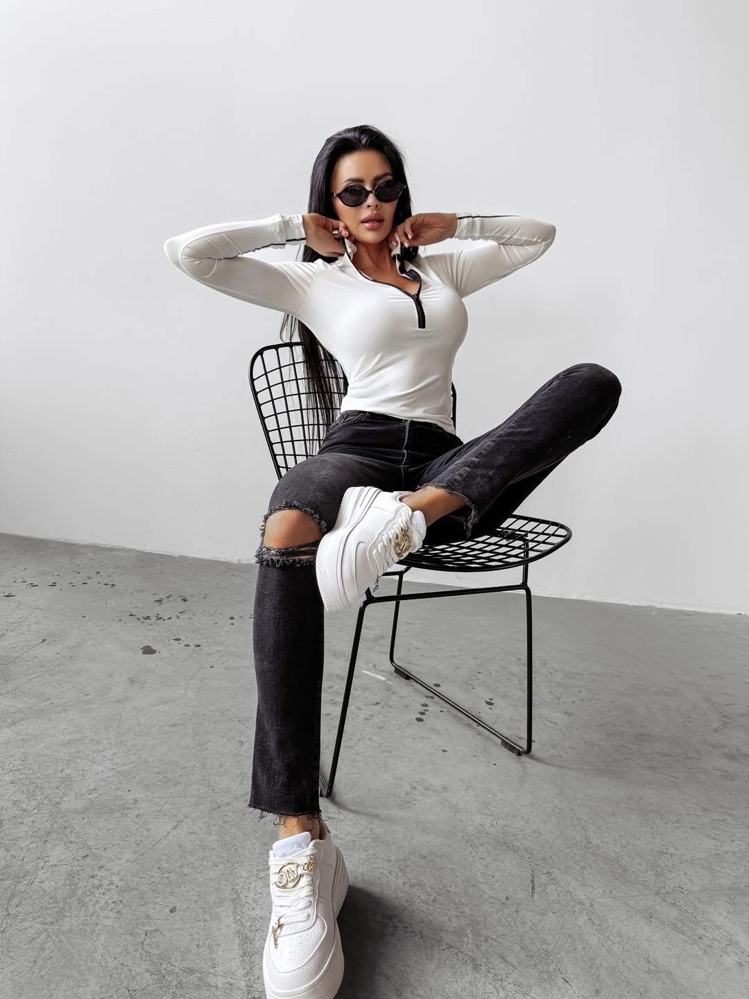 PRZEDSPRZEDAŻ Bluzka z suwakiem BIANCO OLAVOGA ecru