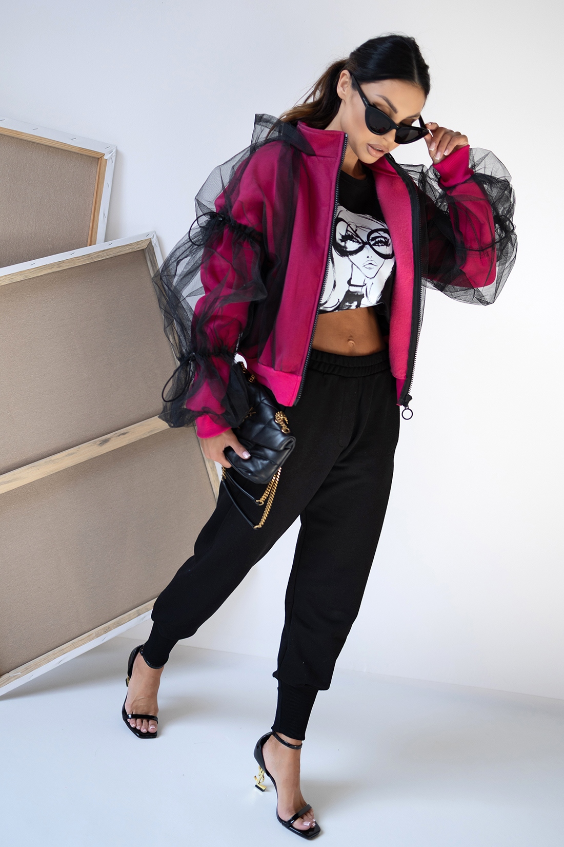 Bluza z tiulem MC Tulle różowa