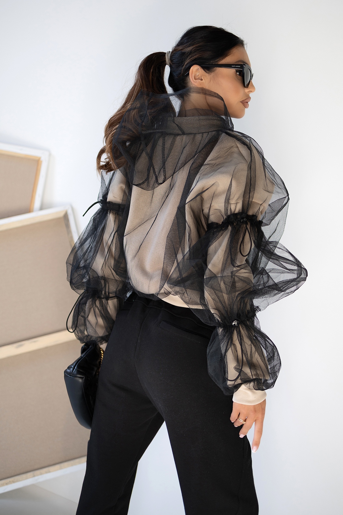 Bluza z tiulem MC Tulle j.beżowa