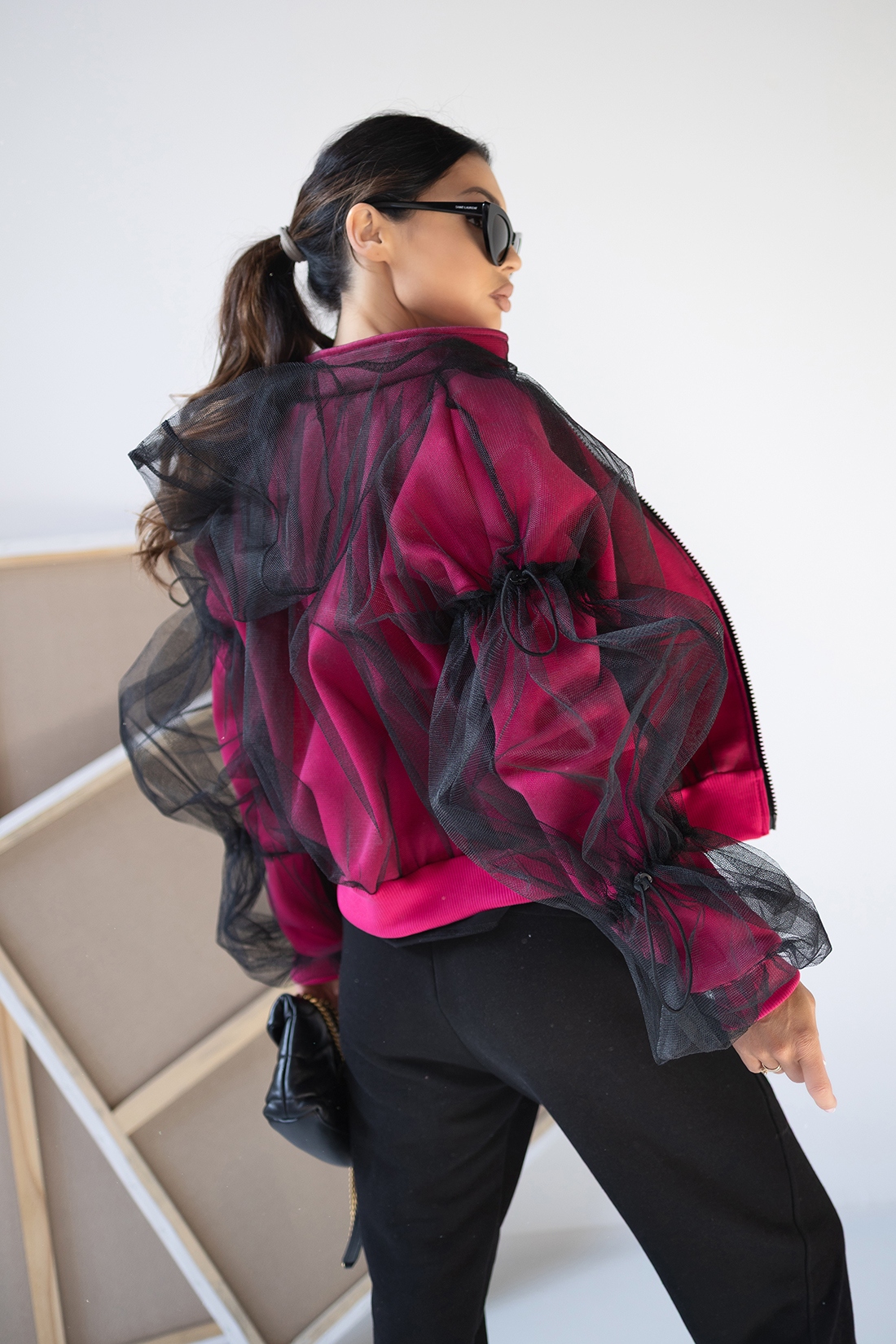 Bluza z tiulem MC Tulle różowa Bluza z tiulem MC Tulle różowa