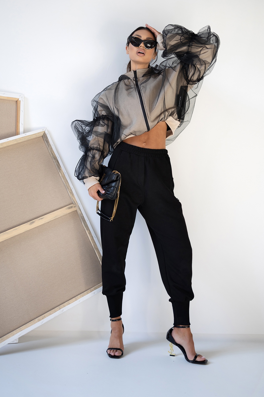 Bluza z tiulem MC Tulle j.beżowa