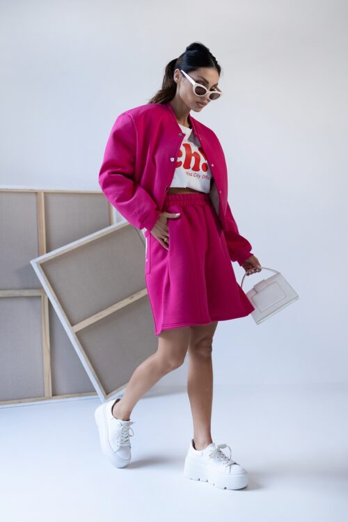 Kurtka bomberka MC The Label amarantowa