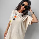 T-shirt oversize MULBERRY Ola Voga beżowy