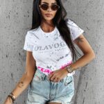 T-shirt prosty dopasowany CIVIC OLAVOGA biały