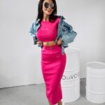 Komplet prążkowany Cordy Ola Voga amarantowy