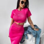 Komplet prążkowany Cordy Ola Voga amarantowy