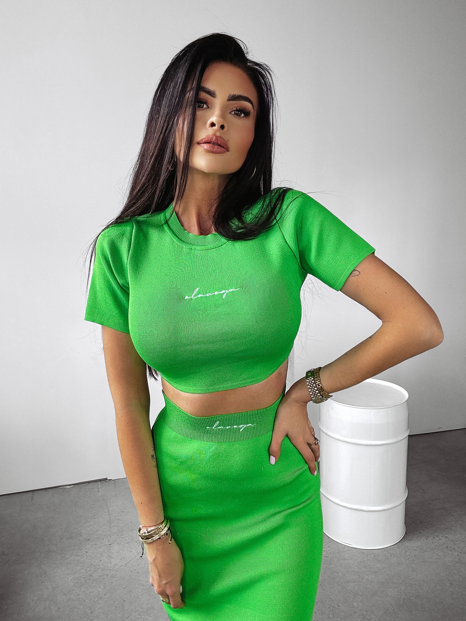 Komplet prążkowany Cordy Ola Voga zielony Komplet prążkowany Cordy Ola Voga zielony