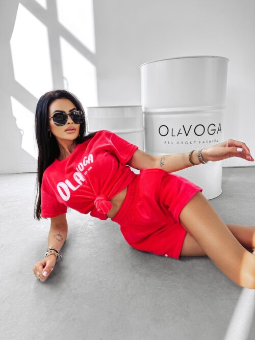 Komplet welurowy Couture Ola Voga koralowy