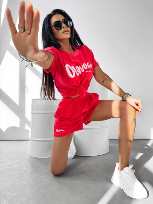 Komplet welurowy Couture Ola Voga koralowy