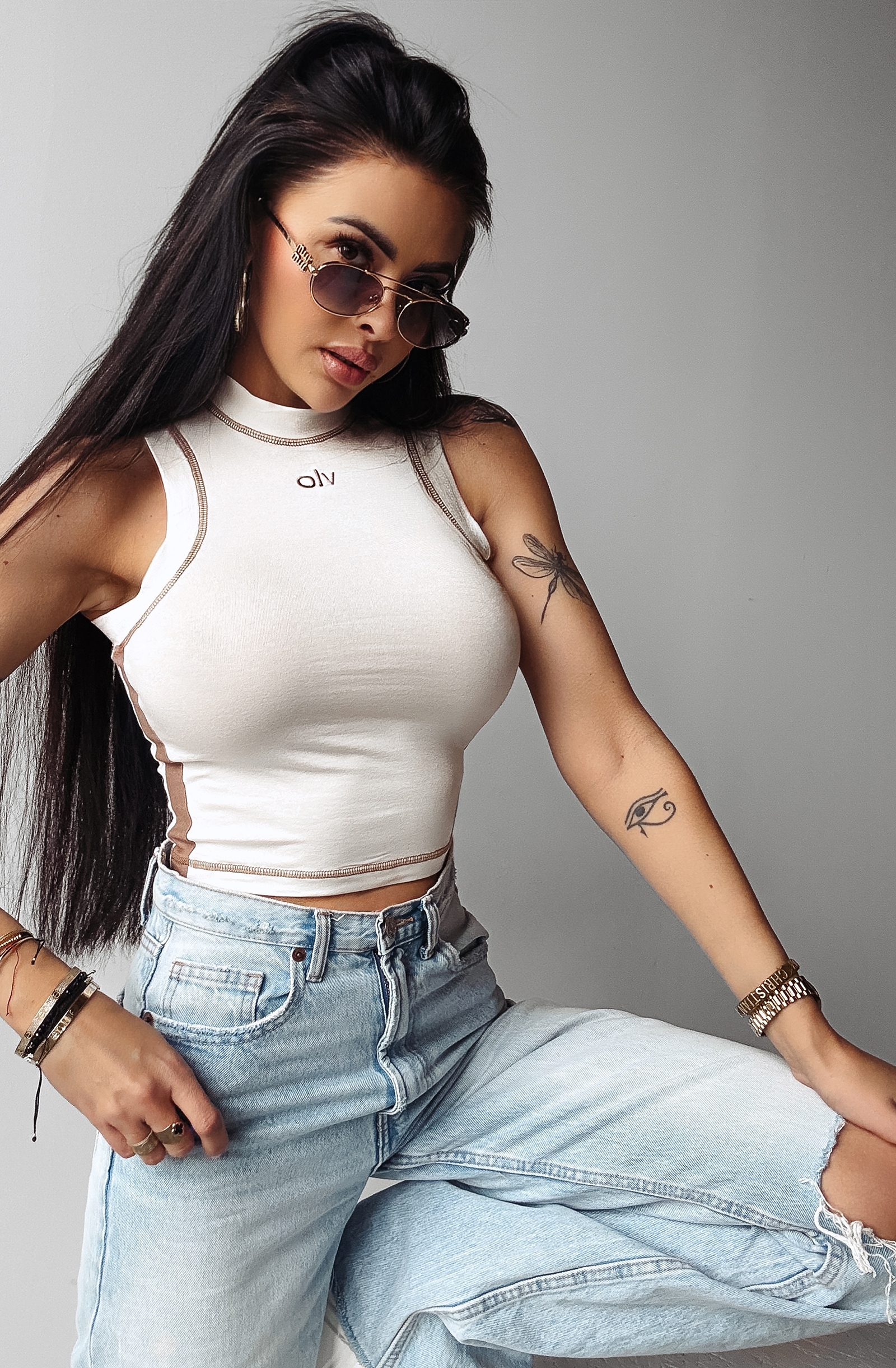 Top dopasowany LYON OLAVOGA ecru