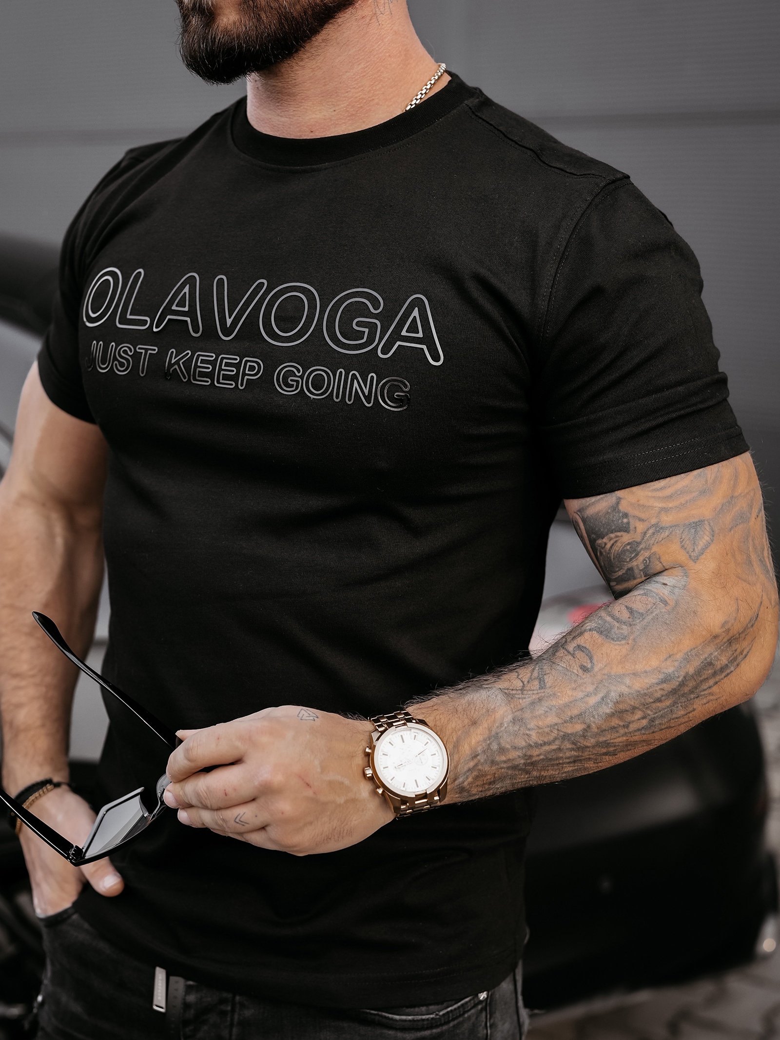 T-shirt męski bawełniany COELLO OLAVOGA czarny