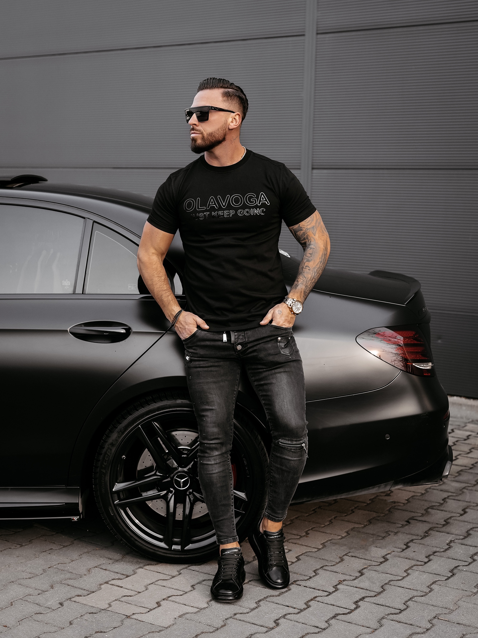 T-shirt męski bawełniany COELLO OLAVOGA czarny T-shirt męski bawełniany COELLO OLAVOGA czarny