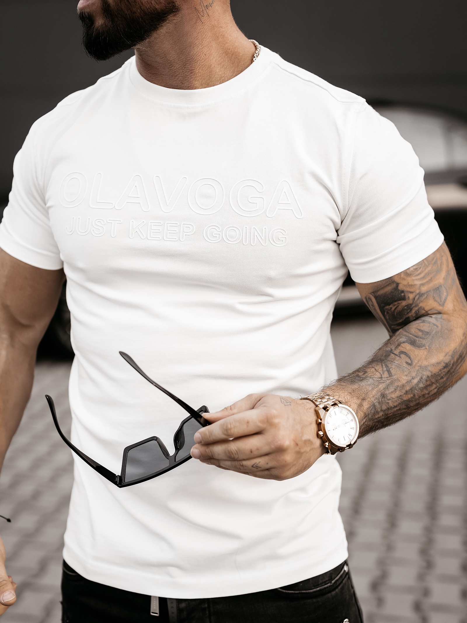 T-shirt męski bawełniany COELLO OLAVOGA ecru