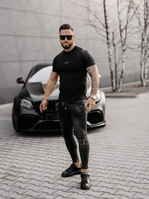 T-shirt męski slim MORON OLAVOGA czarny