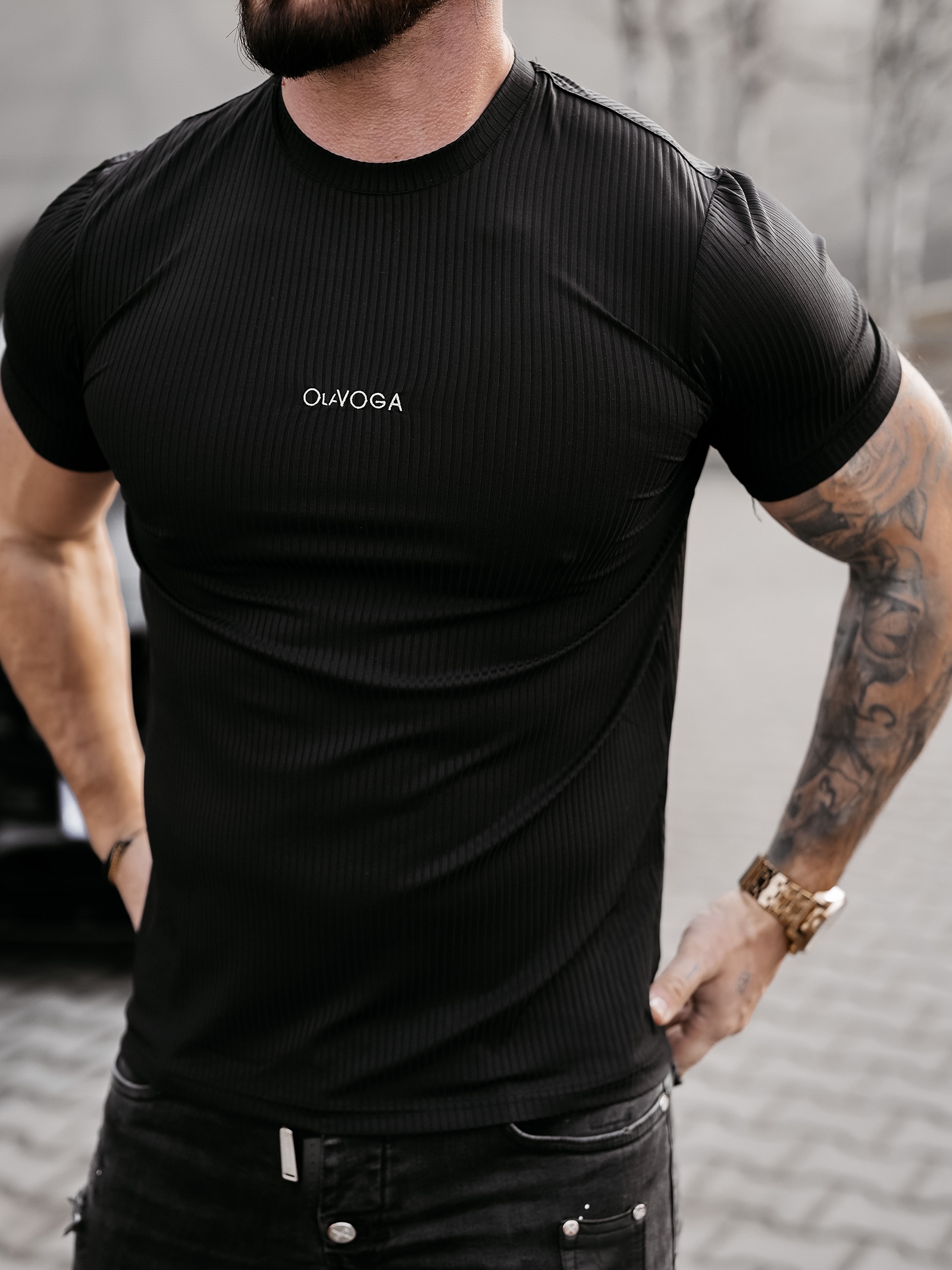 T-shirt męski slim MORON OLAVOGA czarny T-shirt męski slim MORON OLAVOGA czarny