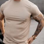 T-shirt męski slim MORON OLAVOGA beżowy