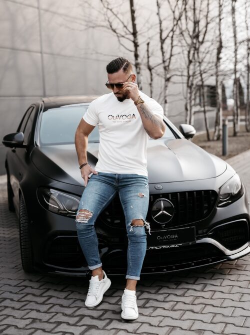 T-shirt męski z logo LEVY OLAVOGA ecru