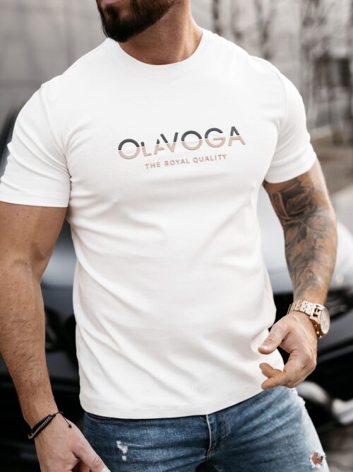 T-shirt męski z logo LEVY OLAVOGA ecru