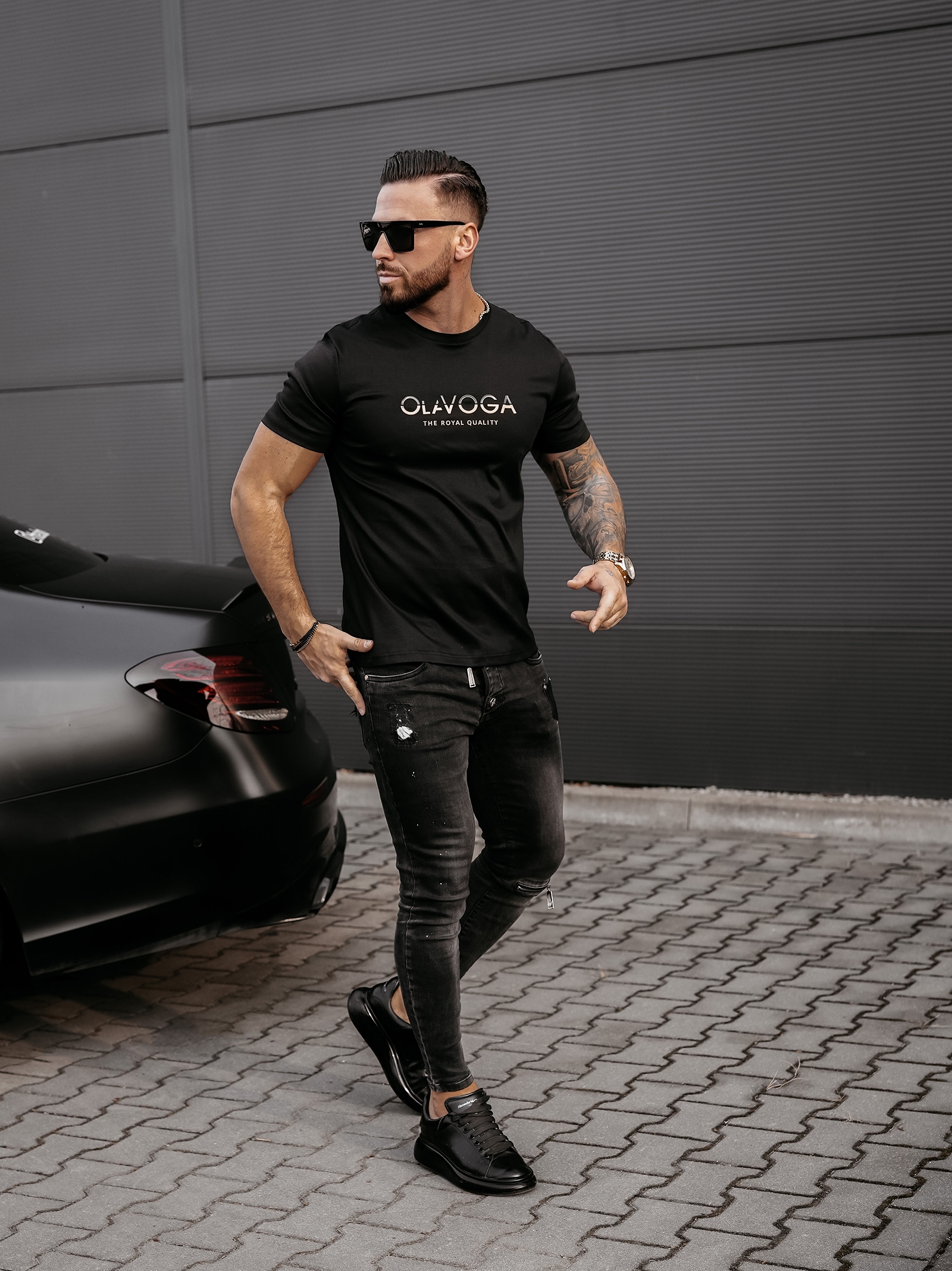 T-shirt męski z logo LEVY OLAVOGA czarny T-shirt męski z logo LEVY OLAVOGA czarny