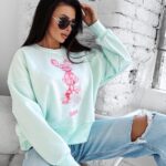 Bluza damska bawełniana AZAELA OLAVOGA miętowa