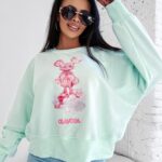 Bluza damska bawełniana AZAELA OLAVOGA miętowa