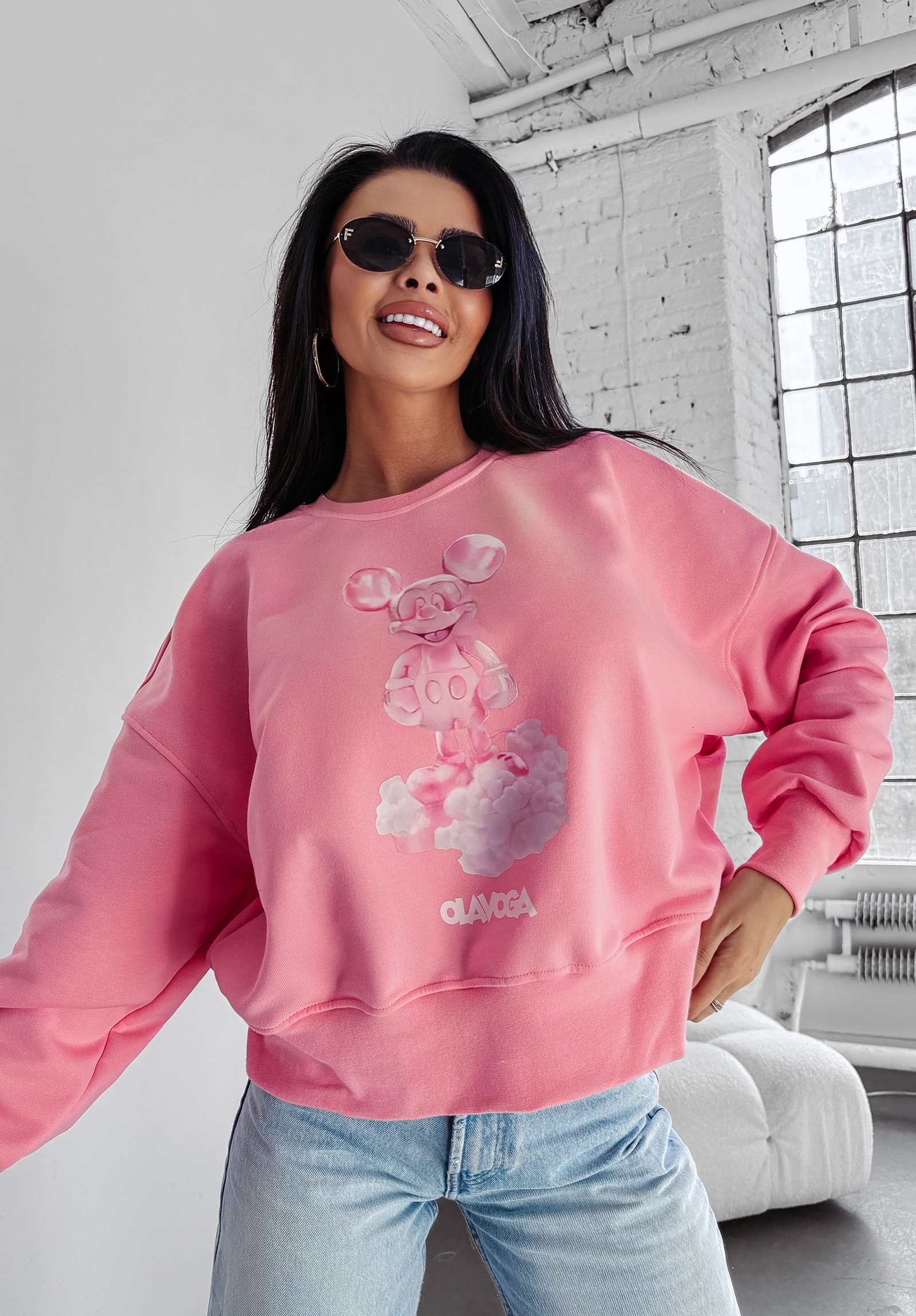 Bluza damska bawełniana AZAELA OLAVOGA różowa Bluza damska bawełniana AZAELA OLAVOGA różowa