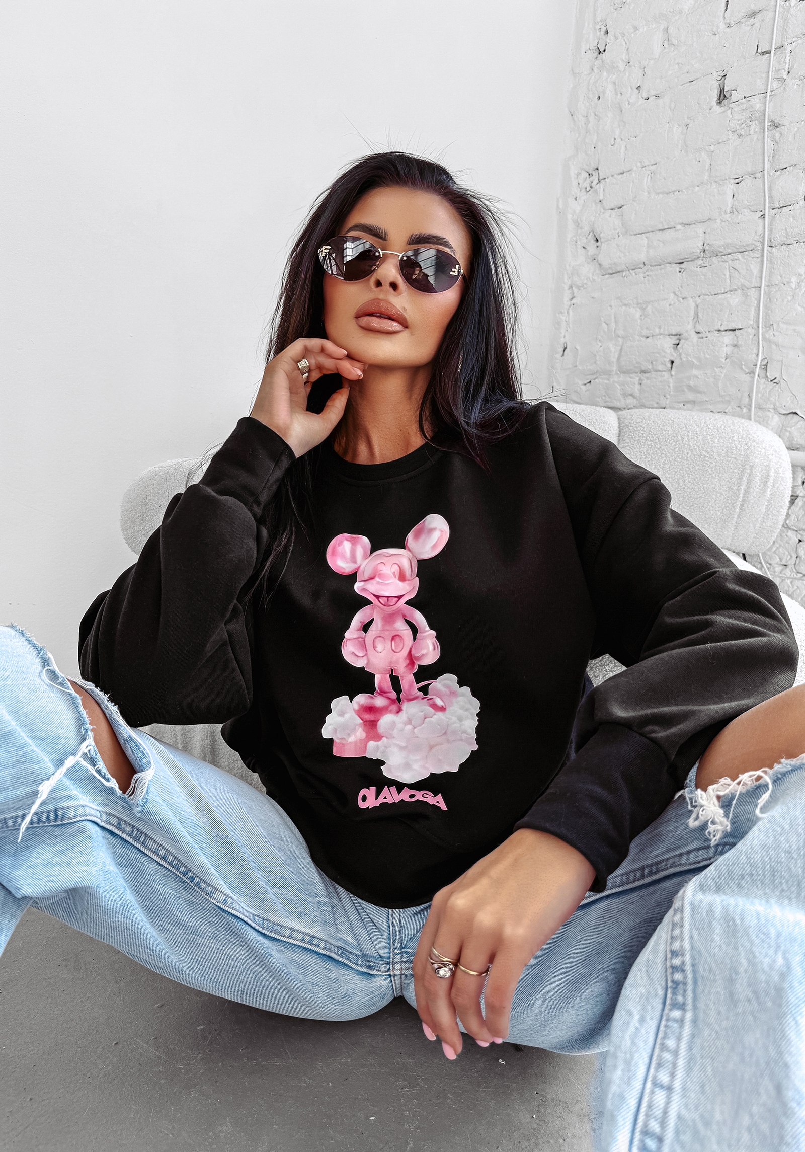 Bluza damska bawełniana AZAELA OLAVOGA czarna