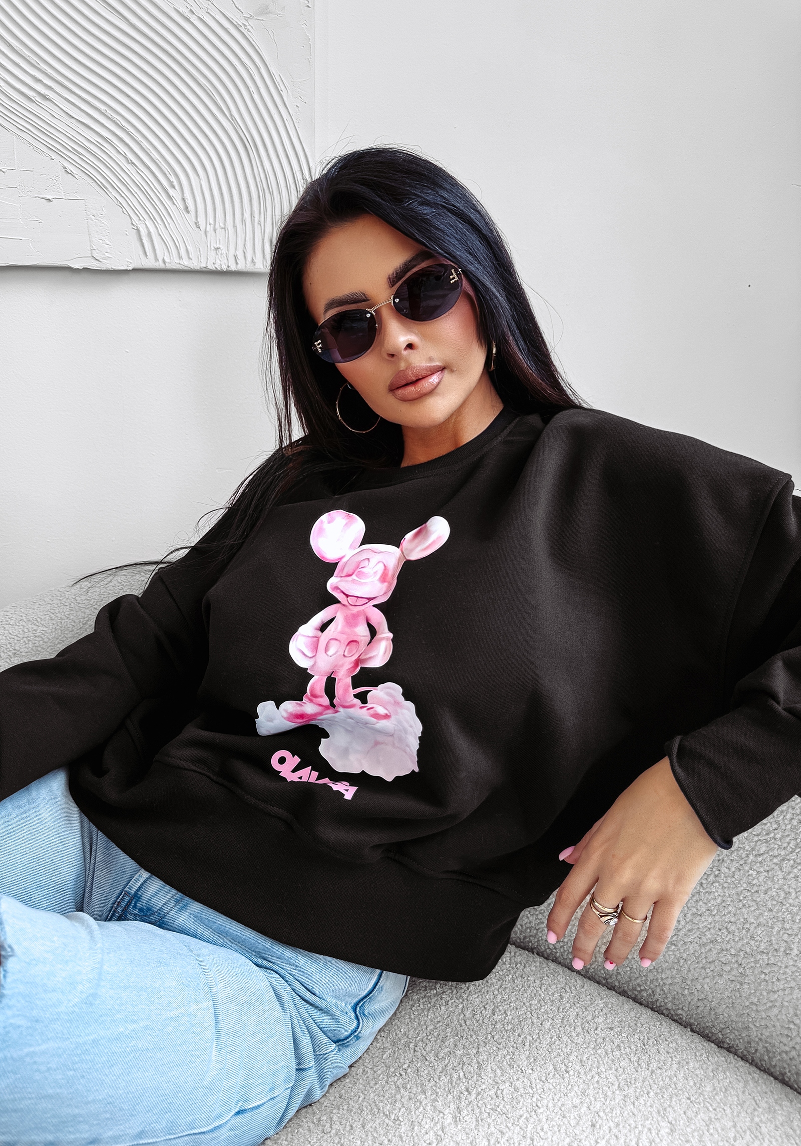 Bluza damska bawełniana AZAELA OLAVOGA czarna